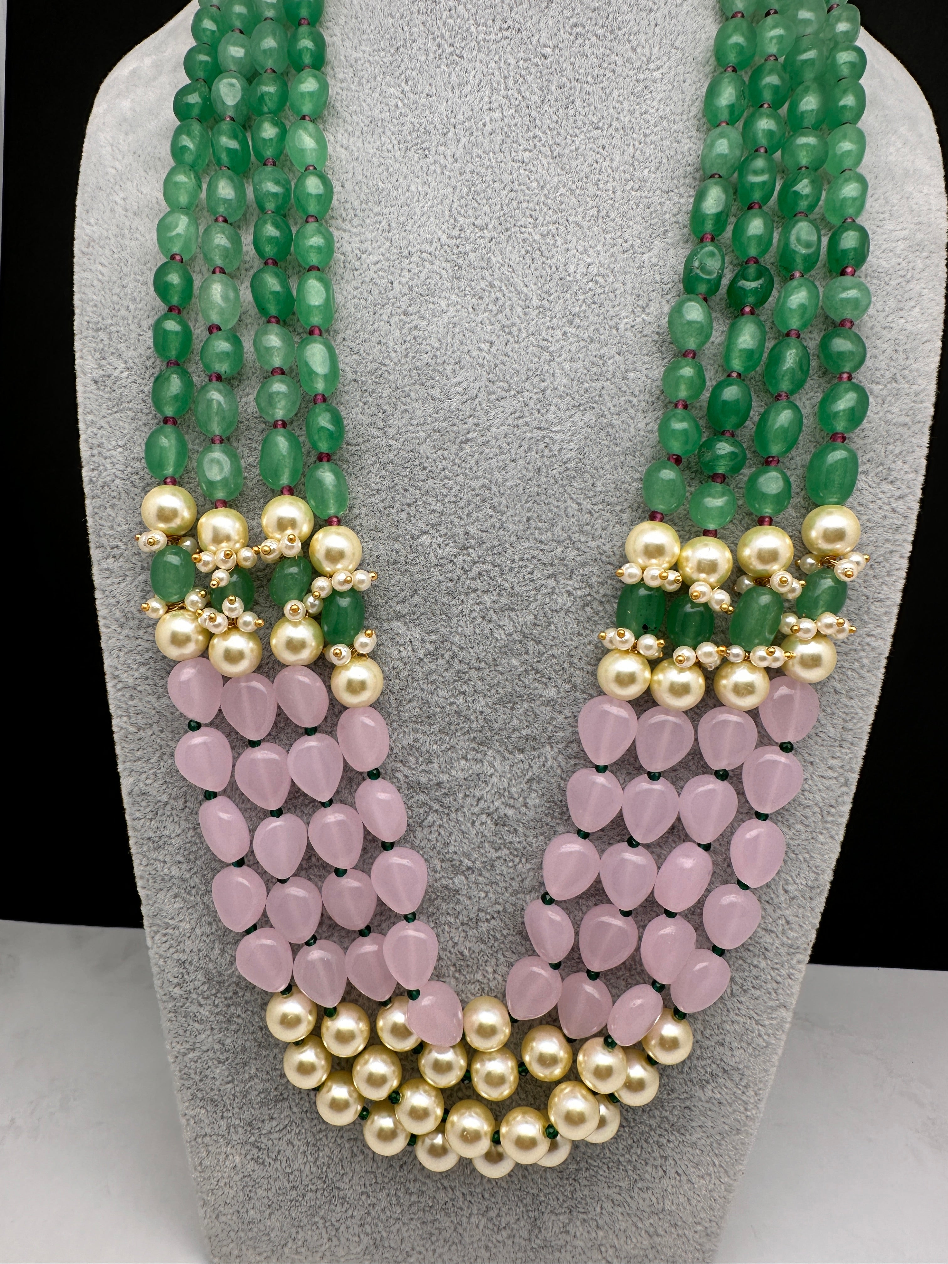 Buy Pink Beads Layered Necklace by Nayaab by Sonia Online at Aza Fashions.