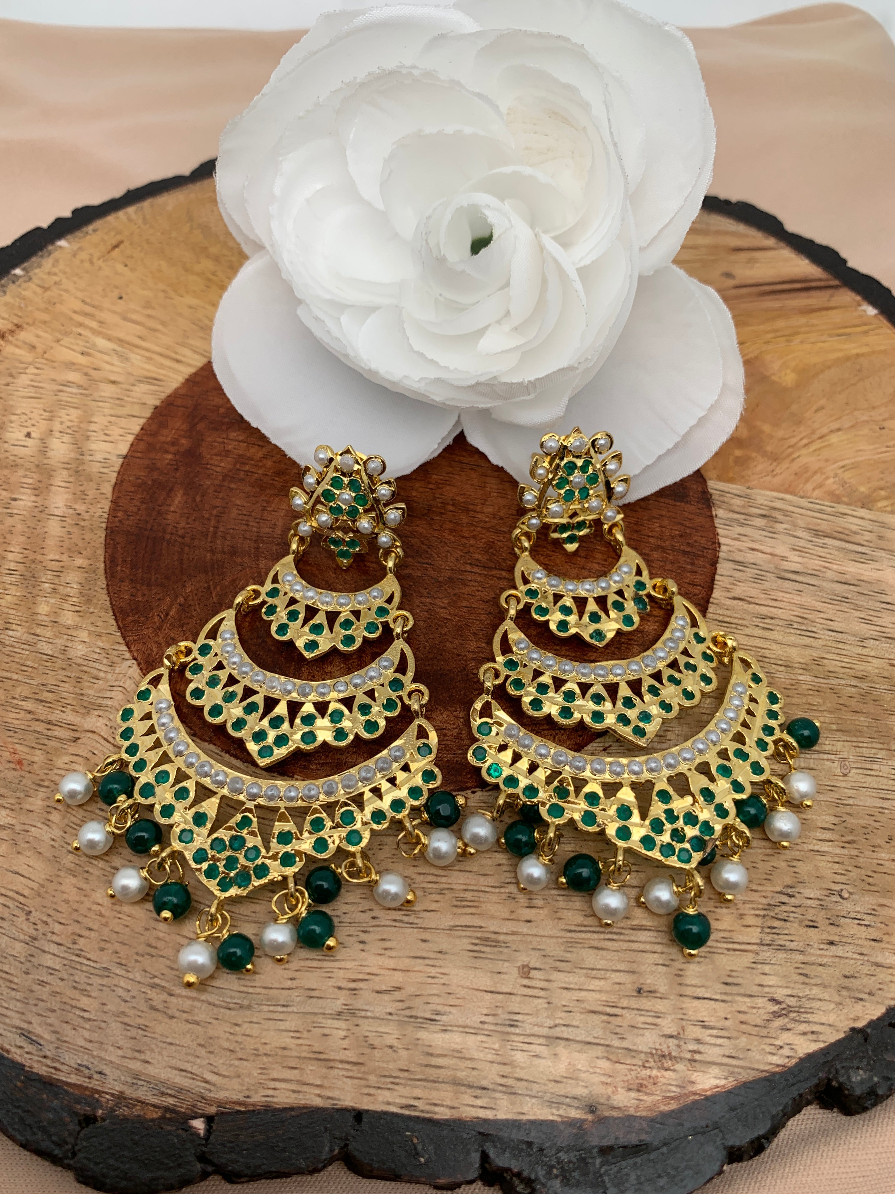 Shining Jewel Traditional Hyderabadi Chandbali Earring With Light Pink  Crystals And Pearls (SJ_273) : Amazon.in: Fashion