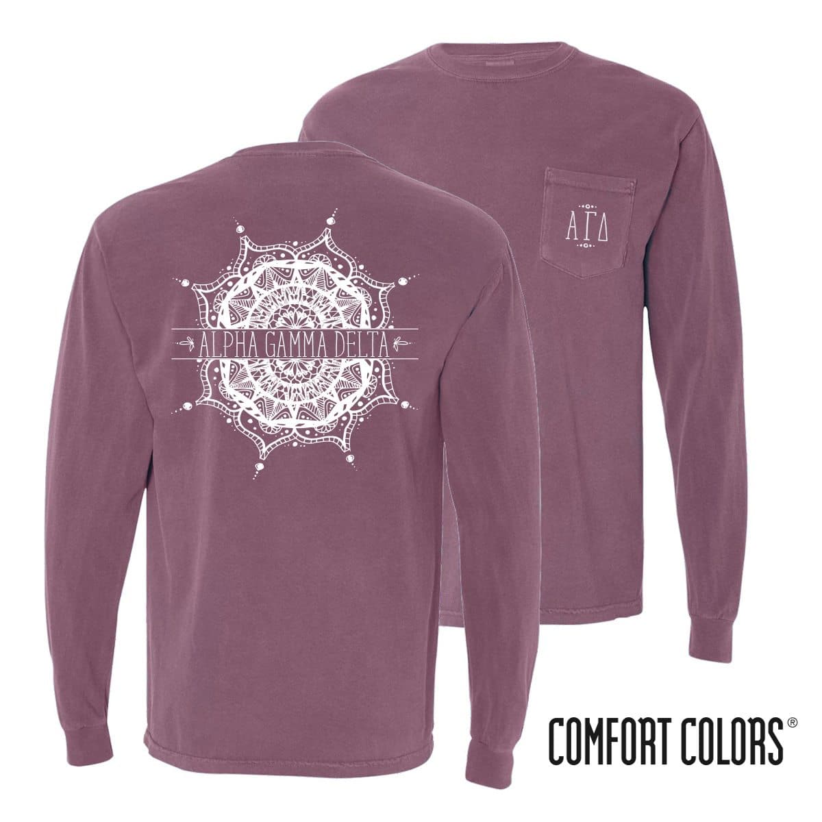 Alpha Gam Comfort Colors Mandala Long Sleeve Tee | Alpha Gamma Delta | Shirts > Long sleeve t-shirts