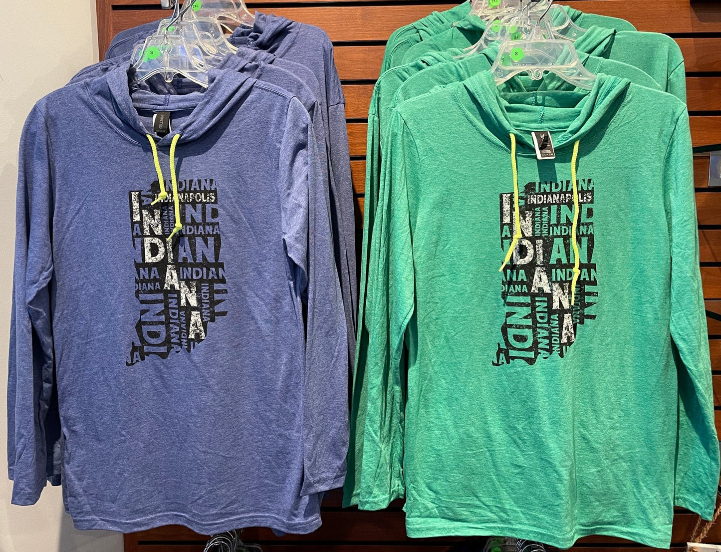 Long-Sleeved Indiana Blue or Green Hooded T-Shirt – Shop-IHS