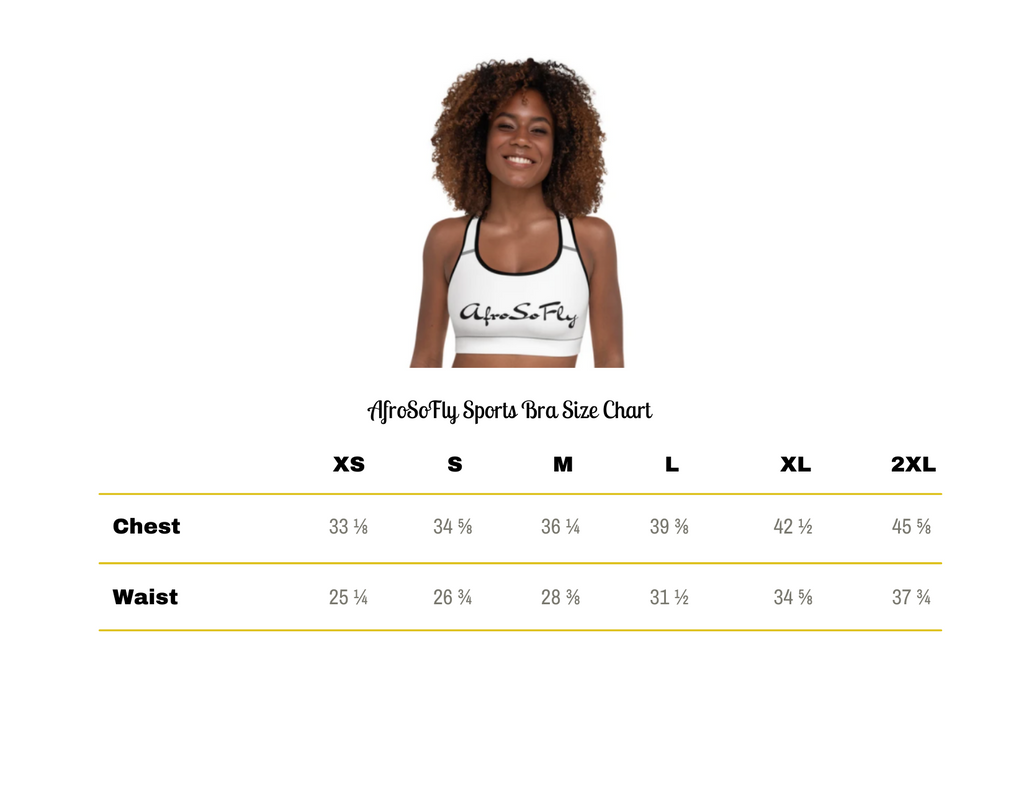 AfroSoFly Sports Bra Size Chart