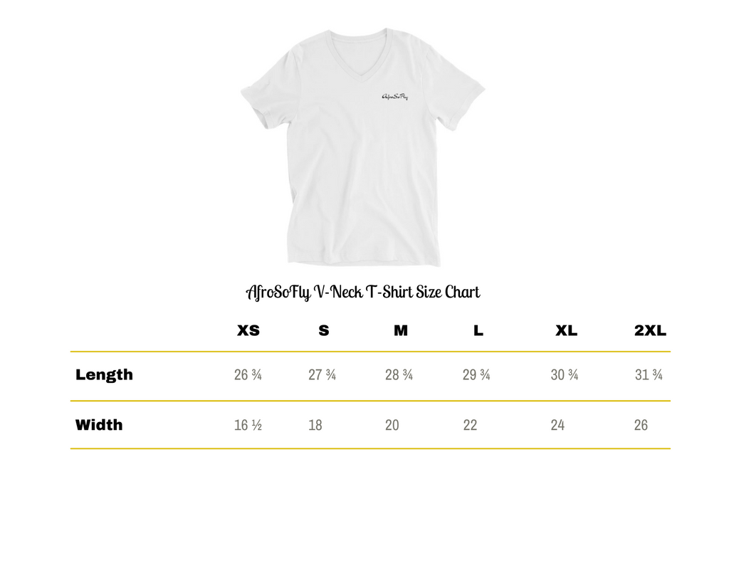 AfroSoFly V-Neck T-Shirt Size Chart