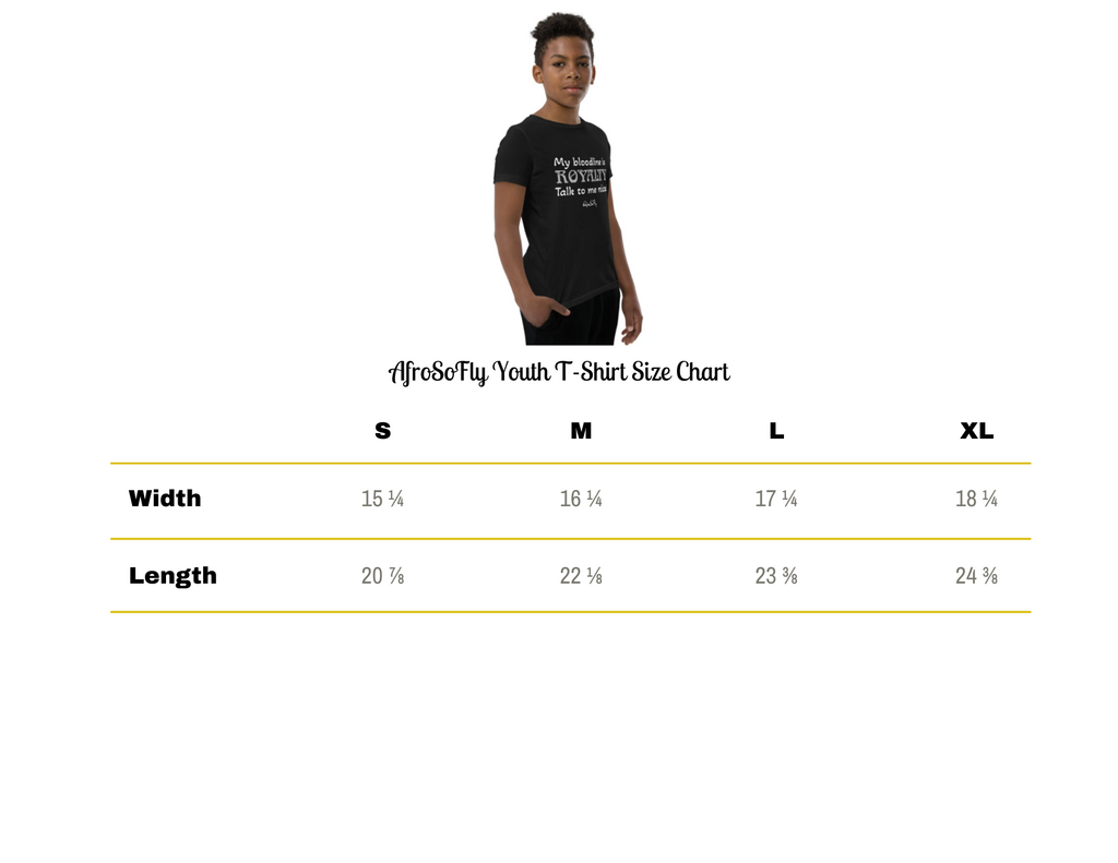 AfroSoFly Youth T-Shirt Size Chart