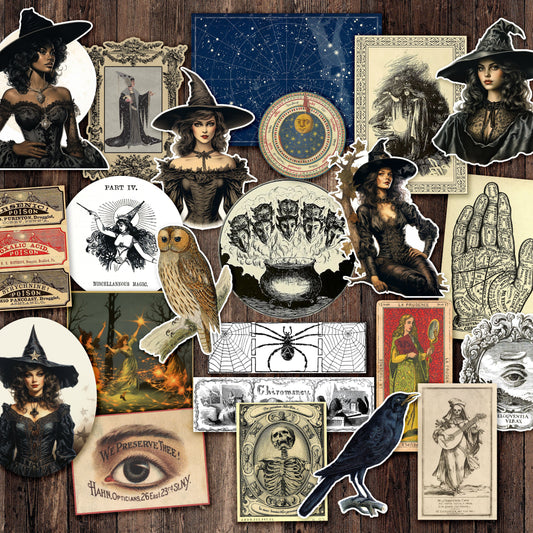 Vintage Witch Dark Academia Sticker Pack – Cherry Moon Factory