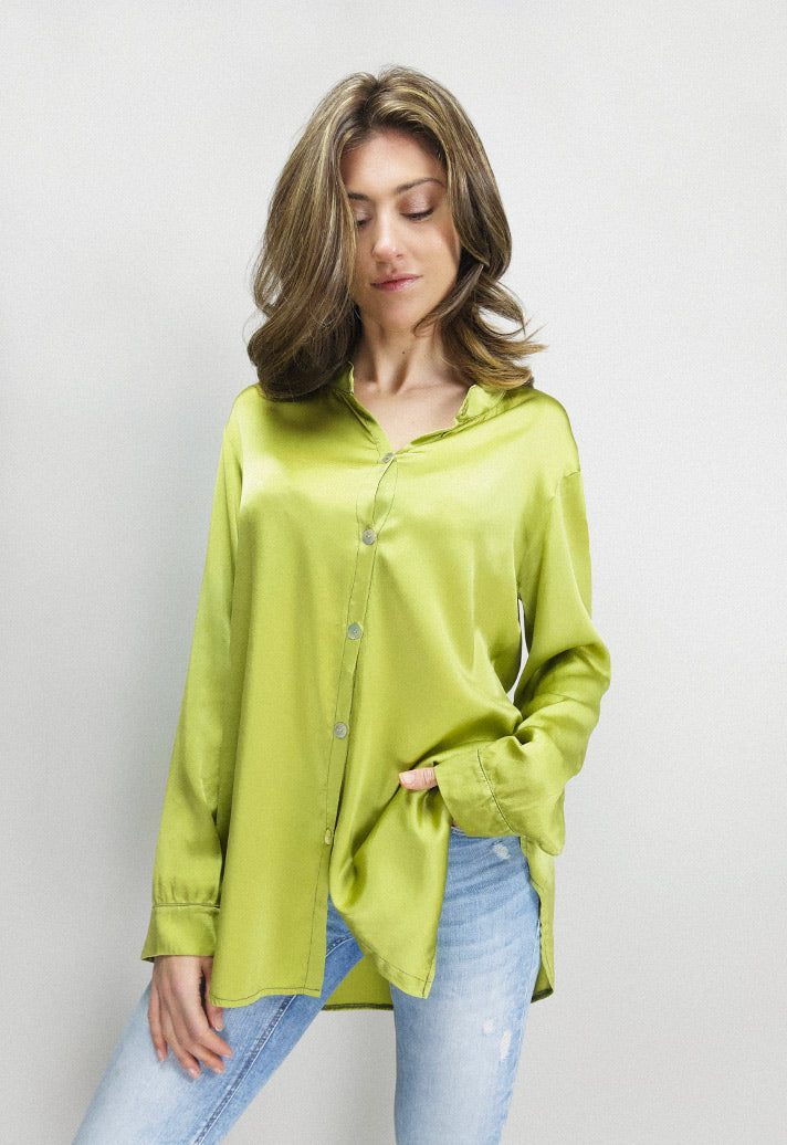 ▷ Blusa de Seda verde pistacho | Camisa mujer estilosa y actual – NuriaSerraBarcelona