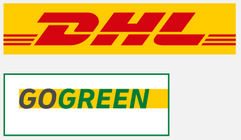 Bild von DHL GoGreen Logo, wir stellen unseren Spezialitätenkaffee mit dem klimafreunlichen DHL GoGreen zu. Klimaneutraler Versand von Specialty Coffee aus Kolumbien.