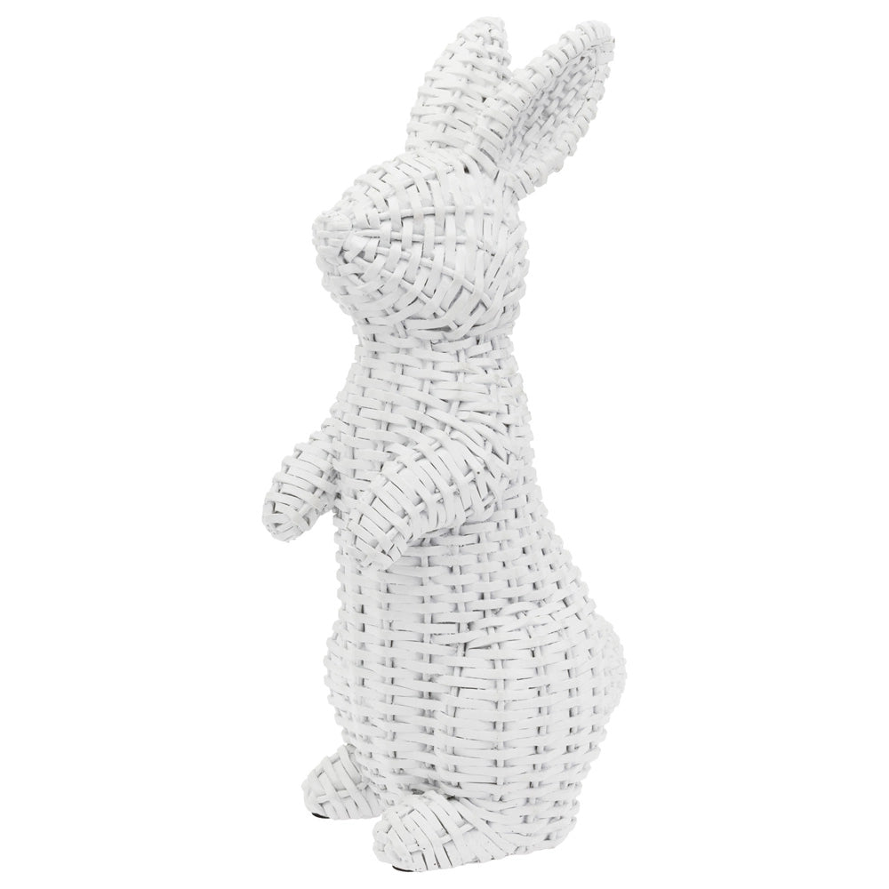 10" Tall White Wicker Standing Bunny Easter