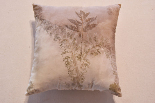 Tataki zome Pillow - Botanical Print- Natural dye