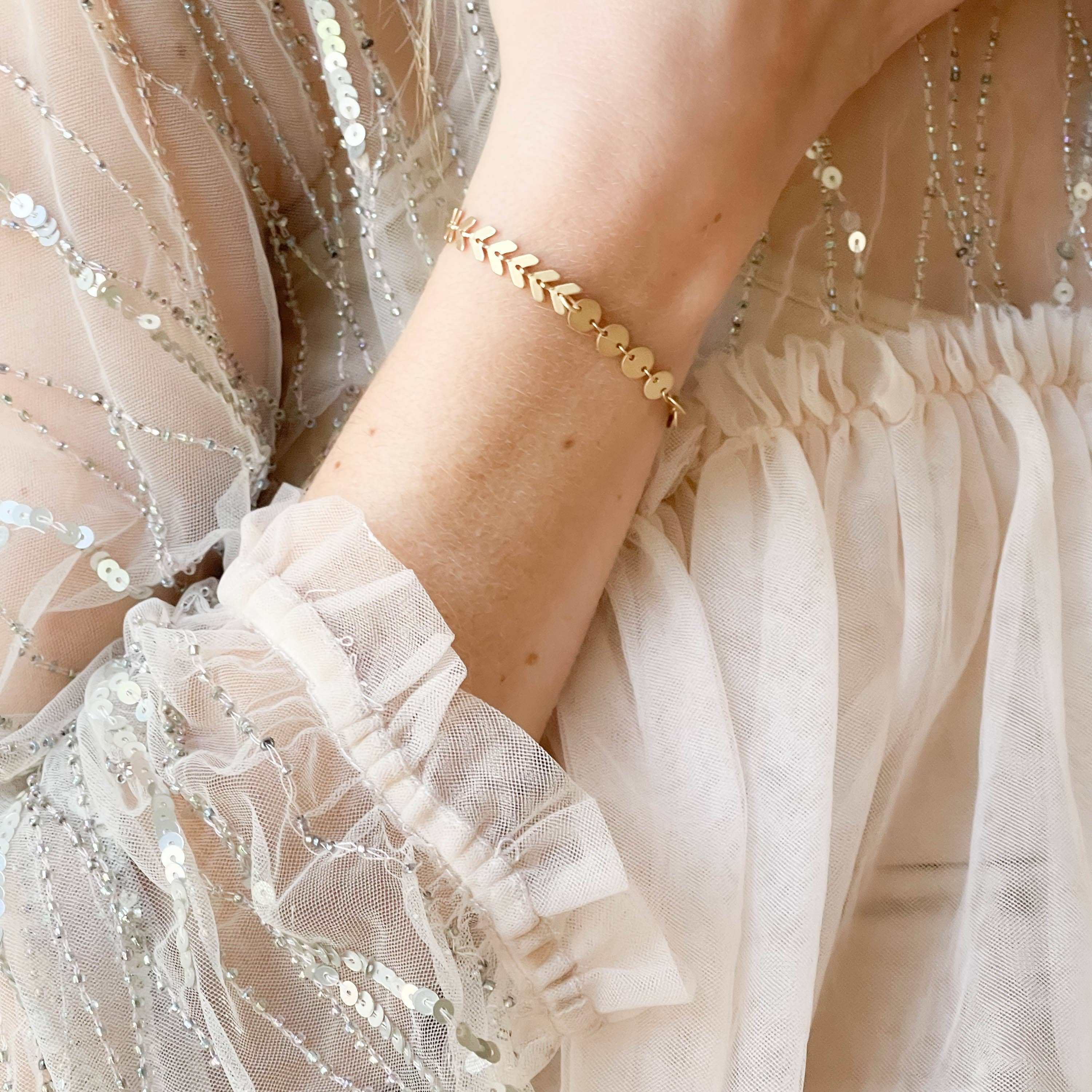 Nest Pretty Things - Adjustable Gold Chevron and circle Chain bracelet