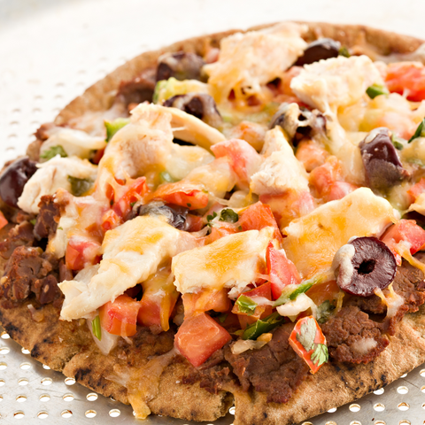 Grilled barbecue chicken pita pizza