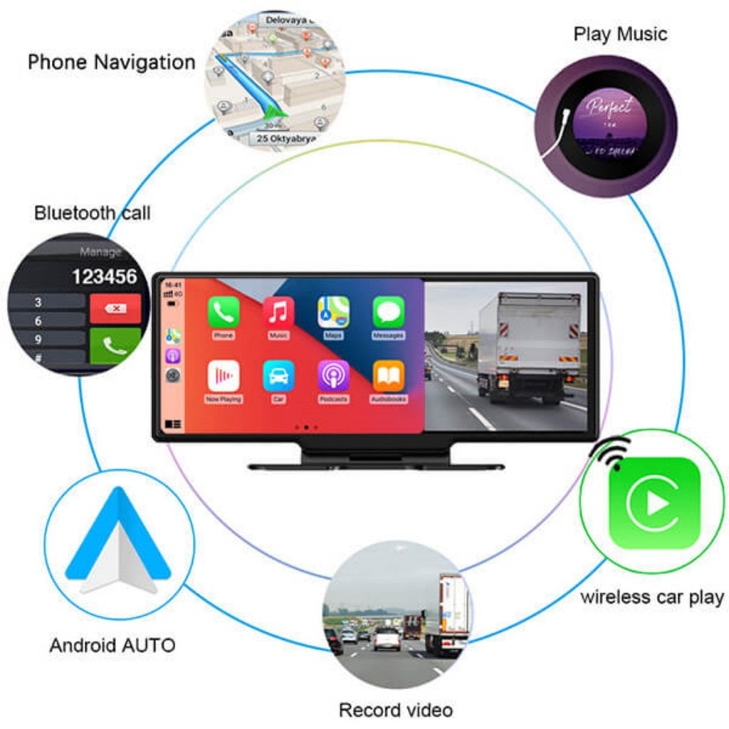 ZHNN Android 9 Wireless CarPlay Dash CAM 1080P HD 4+64——Tbox AR