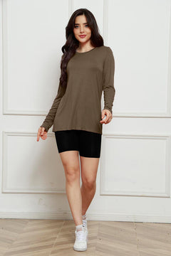 Basic Style Full Size Round Neck L-Sleeve Top