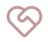 Simple heart-shaped knot symbol in pink.