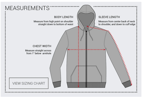 hoodie size diagram