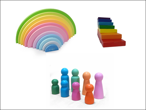 Many kinds of rainbow toys