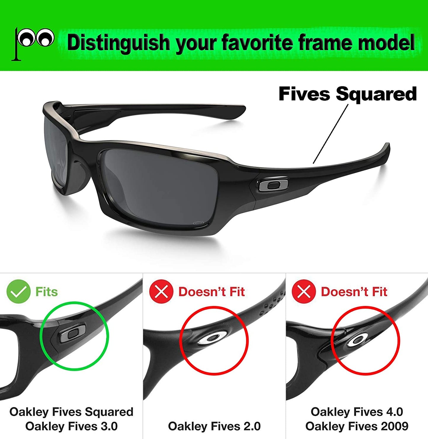 Prizo Polarized Replacement Lenses for Oakley Fives Squared 2008 Sungl –  