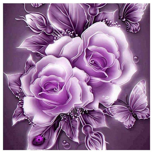 Diamond Painting - Full Round - Purple Wolf Rose
