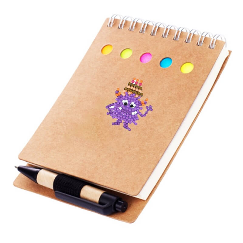 purple monster diamond painting sticker on notebook cover