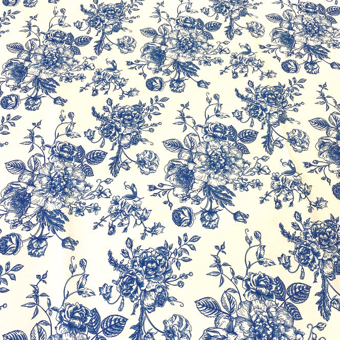 VTG Country Life French Country Toile Fabric Garnet/BLUE - 58” Wide x 1 Yard