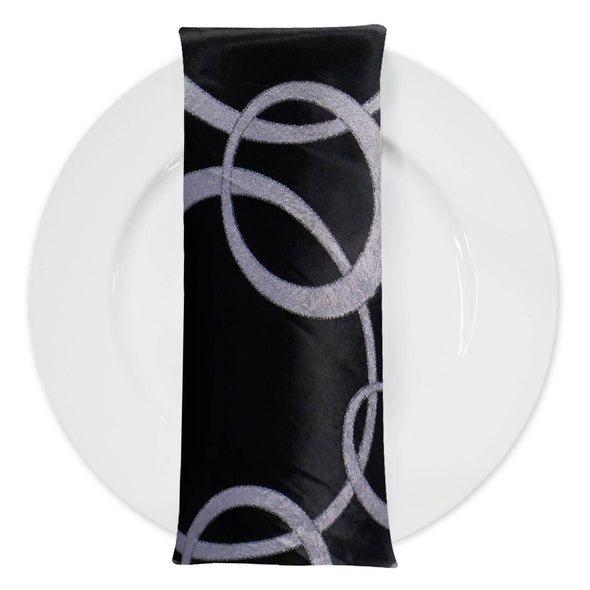 Cirque Jacquard (Double-Sided) Table Napkin in Black