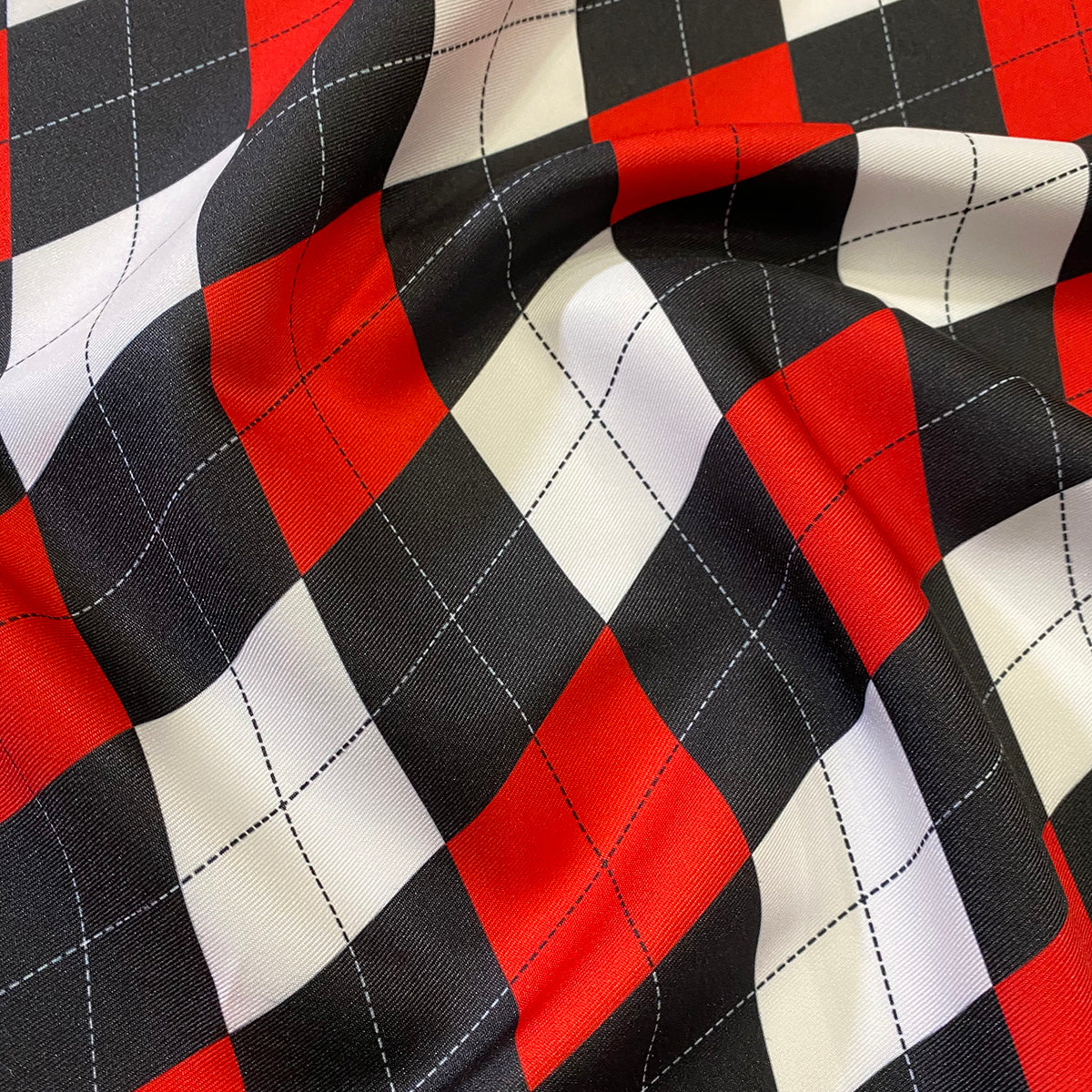 Argyle (Poly Print) Wholesale Fabric in Red Black and White – Urquid Linen