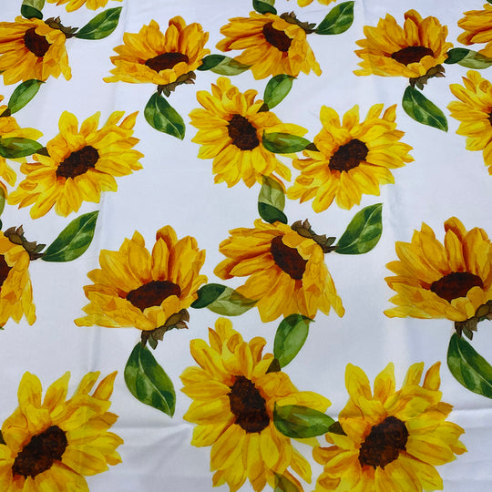 Poly Cotton Printed Fabric Sunflower Flower / White / Sold By The Yard Shop  Poly Cotton Printed Fabric Sunflower Flower White by the Yard : Online  Fabric Store by the yard