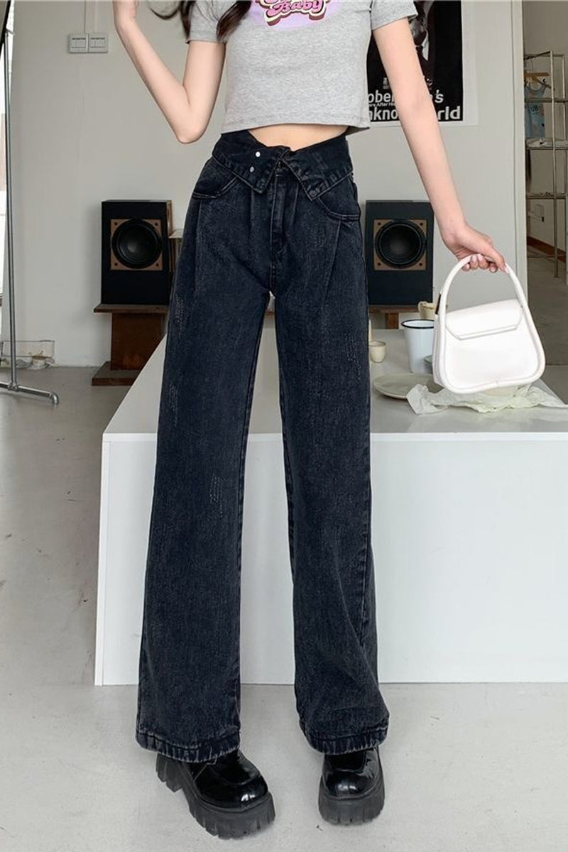 High Waist Extend Button Black Jeans Pants – Nada Outfit Land