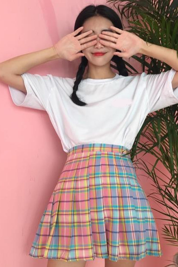 High Waist Cute Pastel Rainbow Mini Skirts – Nada Outfit Land