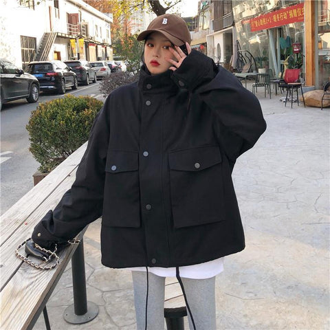 Loose Stand Collar Cargo Windbreaker Jacket – Nada Outfit Land