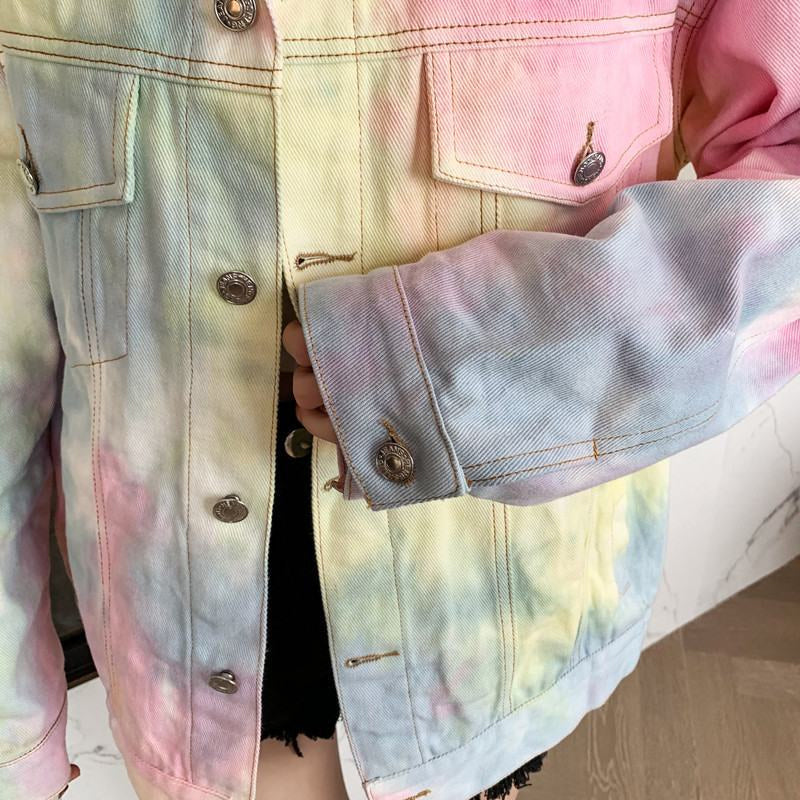 Rainbow Tie Dye Jeans Jacket – Nada Outfit Land