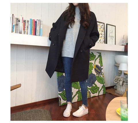 Long Sleeve Wool Thin Blend Elegant Coat – Nada Outfit Land