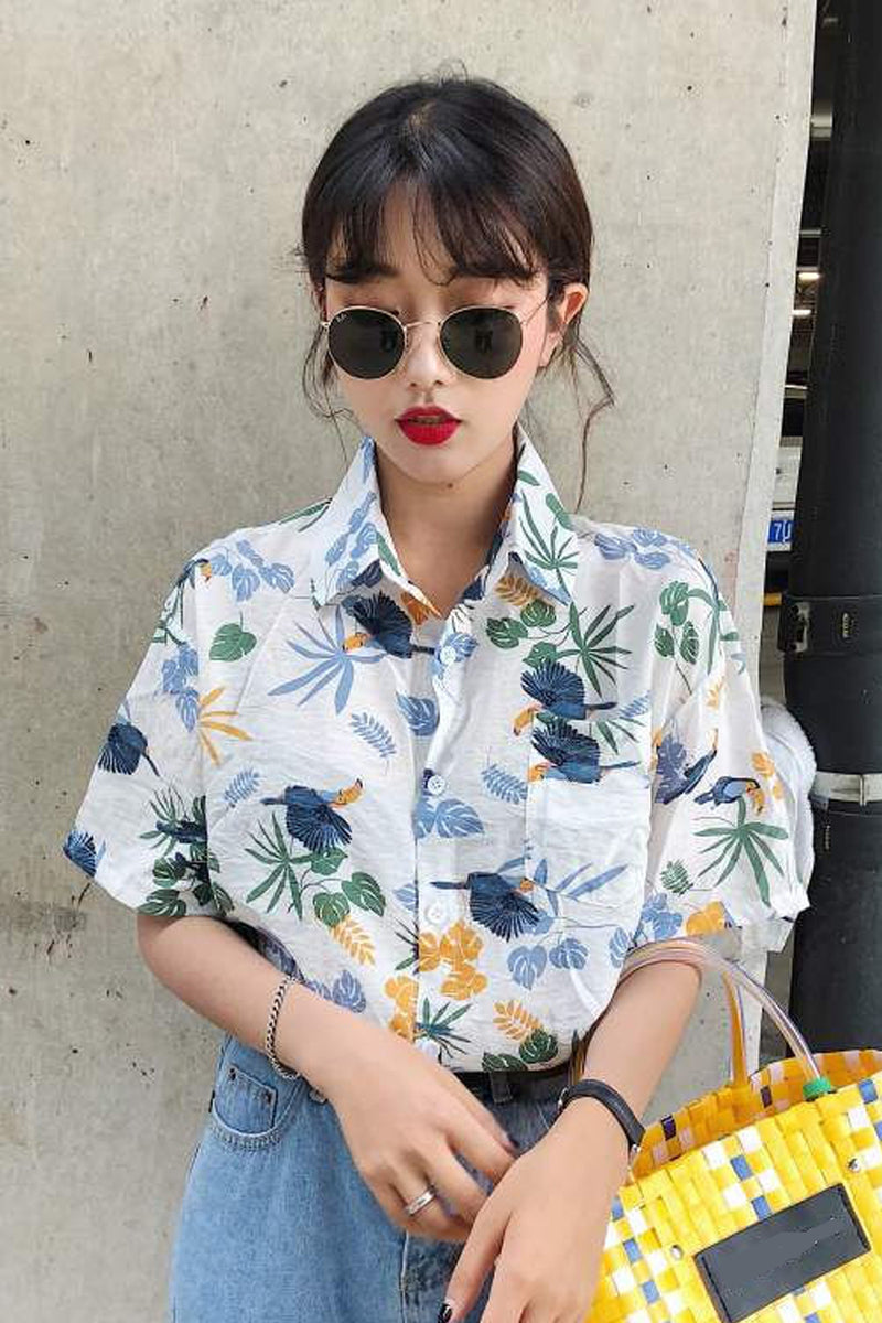 Short Sleeve Fresh Floral Blouse Shirt – Nada Outfit Land