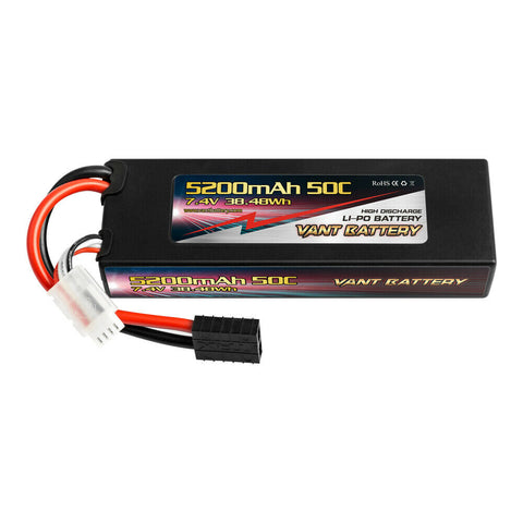 VANT 5200mAh 2S 7.4 50C LiPo Battery Traxxas PLUG POWER HOBBY