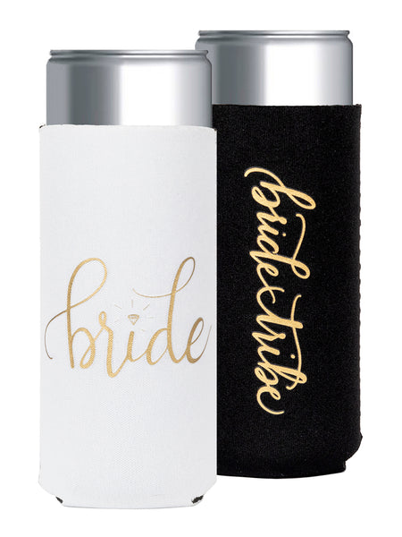Bride and Bride Tribe Slim Skinny Can Coolers/Drink Sleeves