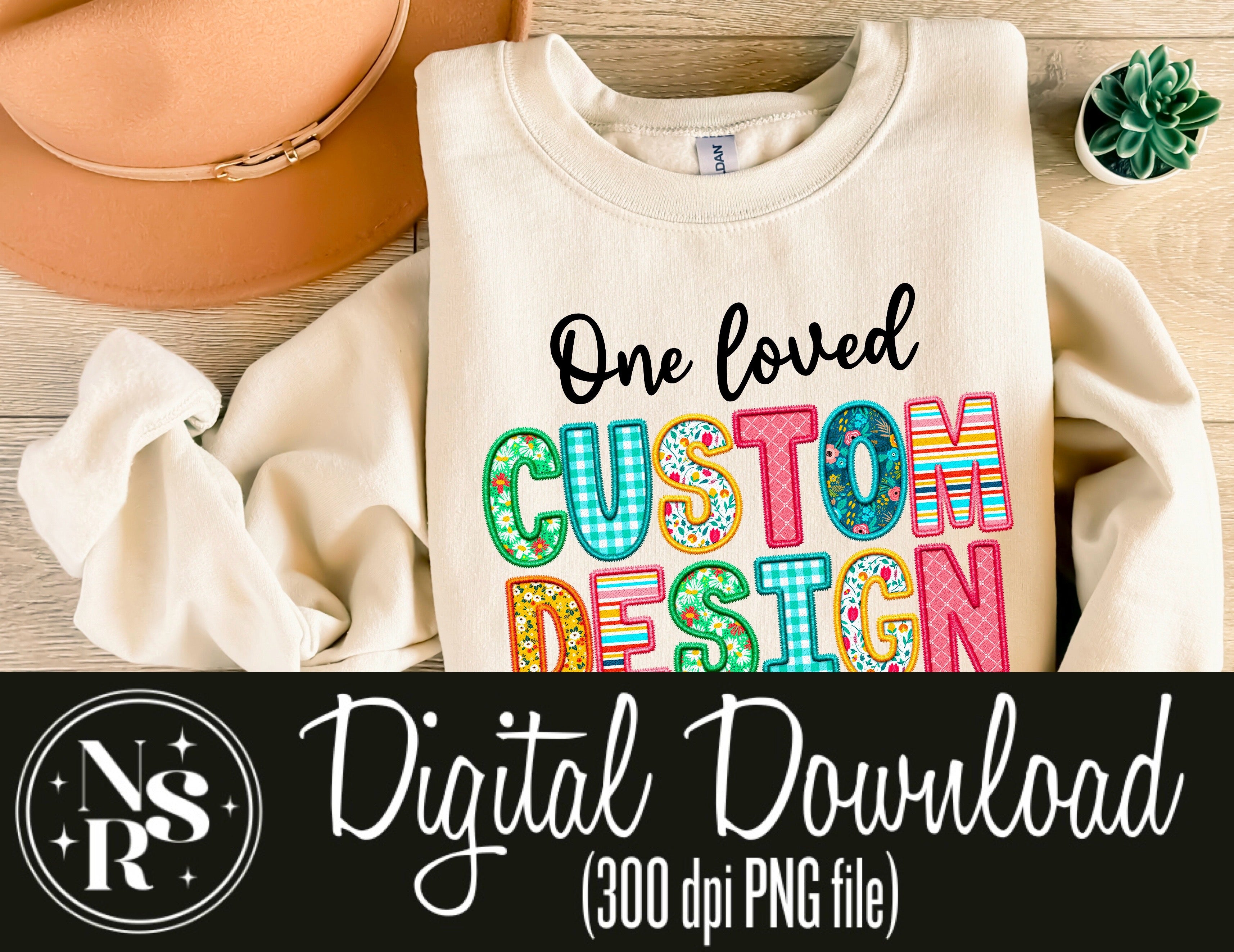 *CUSTOM* Spring Faux Embroidery Name: Digital Download