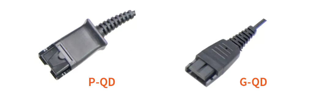 QD connector with both 3.5mm stereo plugs and RJ9(RJ11) connector