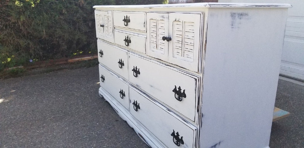 White Farmhouse 8 Drawer Dresser Buffet Tv Stand Revived