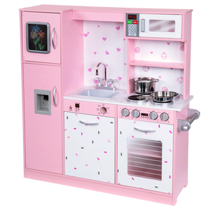 wooden kitchen set pink