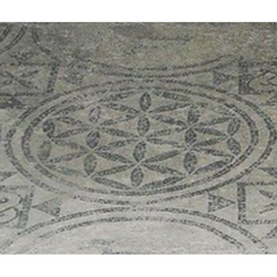 Mosaic on floor in Pompeii, Italy