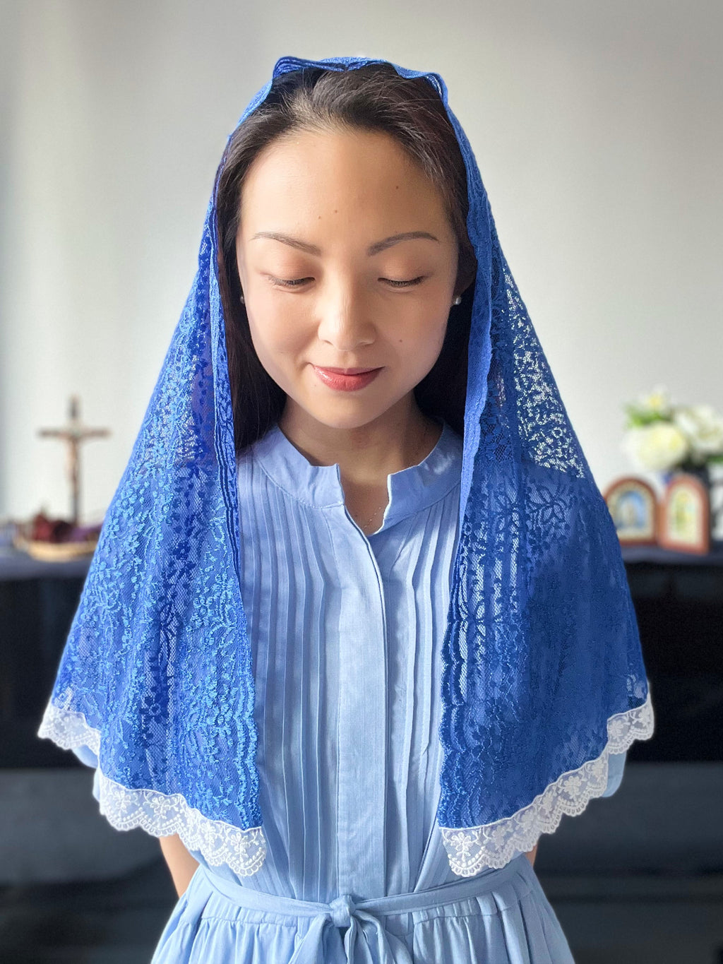 Our Lady's Purity Infinity Chapel Veil (Light Blue) – Filia Dei Veils