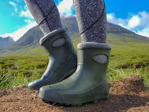 green ankle wellies