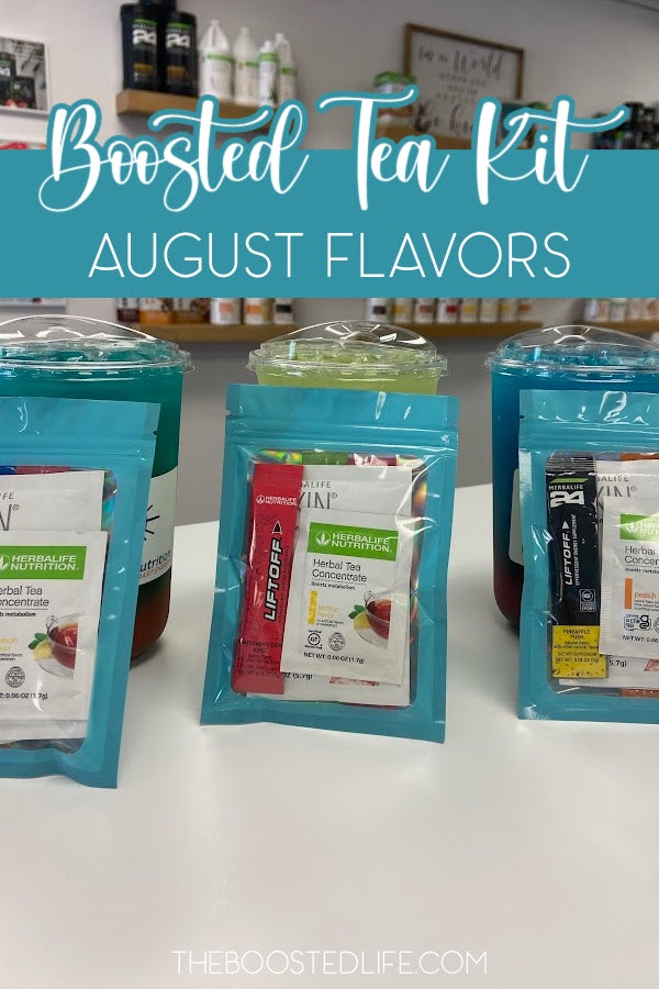 The August make at home Boosted Tea Kit flavors are delicious, full of nutrition, and will give you that boost you need.
