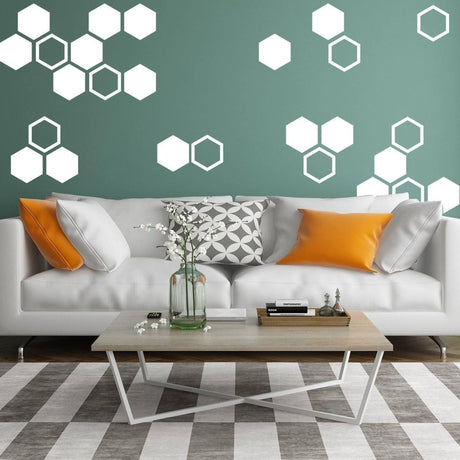 JUEKUI Set of 100 Gold Honeycomb Wall Decal Sticker Geometric Hexagon