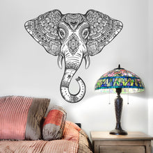 Load image into Gallery viewer, Vinyl Wall Tribal Elephant Sticker - Two Colors Wise Wealth Animal Ornaments Art Decal - Indian Feng Shu Mural + Free Random Decal Gift! - Decords
