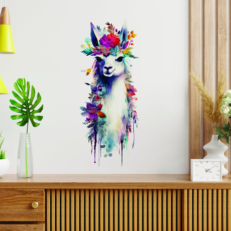 Multicolored Alpaca Accessories Design Kids Bedroom Vinyl Llama Wall Decal  20x25
