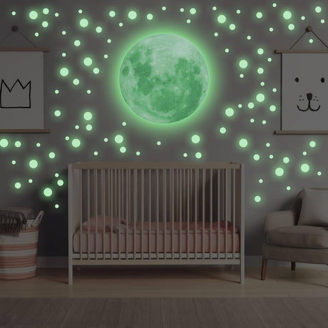 Glow in The Dark Planet Wall Decals - Solar System Glowing Sticker for Ceiling - Galaxy Kid Room Decor - 3D Outer Space Light Boy Decoration - 10 inch