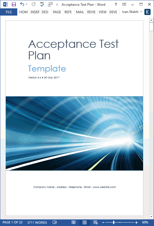 Acceptance Test Plan Template (MS Office) – Klariti Template Shop