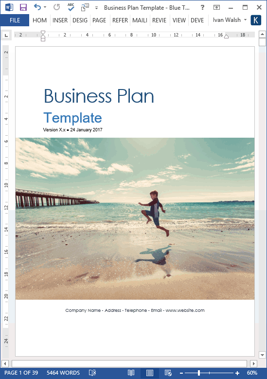 Business Plan Template (MS Office) – Klariti Template Shop