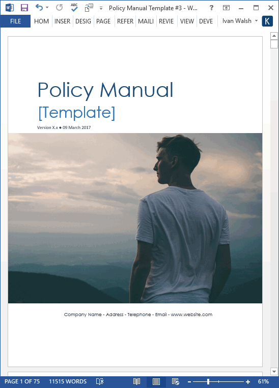 Policy Manual Template (MS Office) – Klariti Template Shop