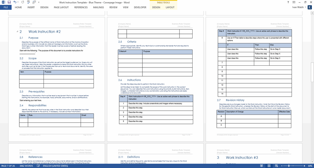 Work Instruction Template (Word) Klariti Template Shop